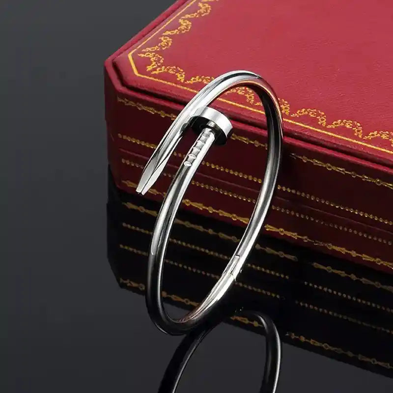 Cartier- Inspired Silver Nail Bracelet