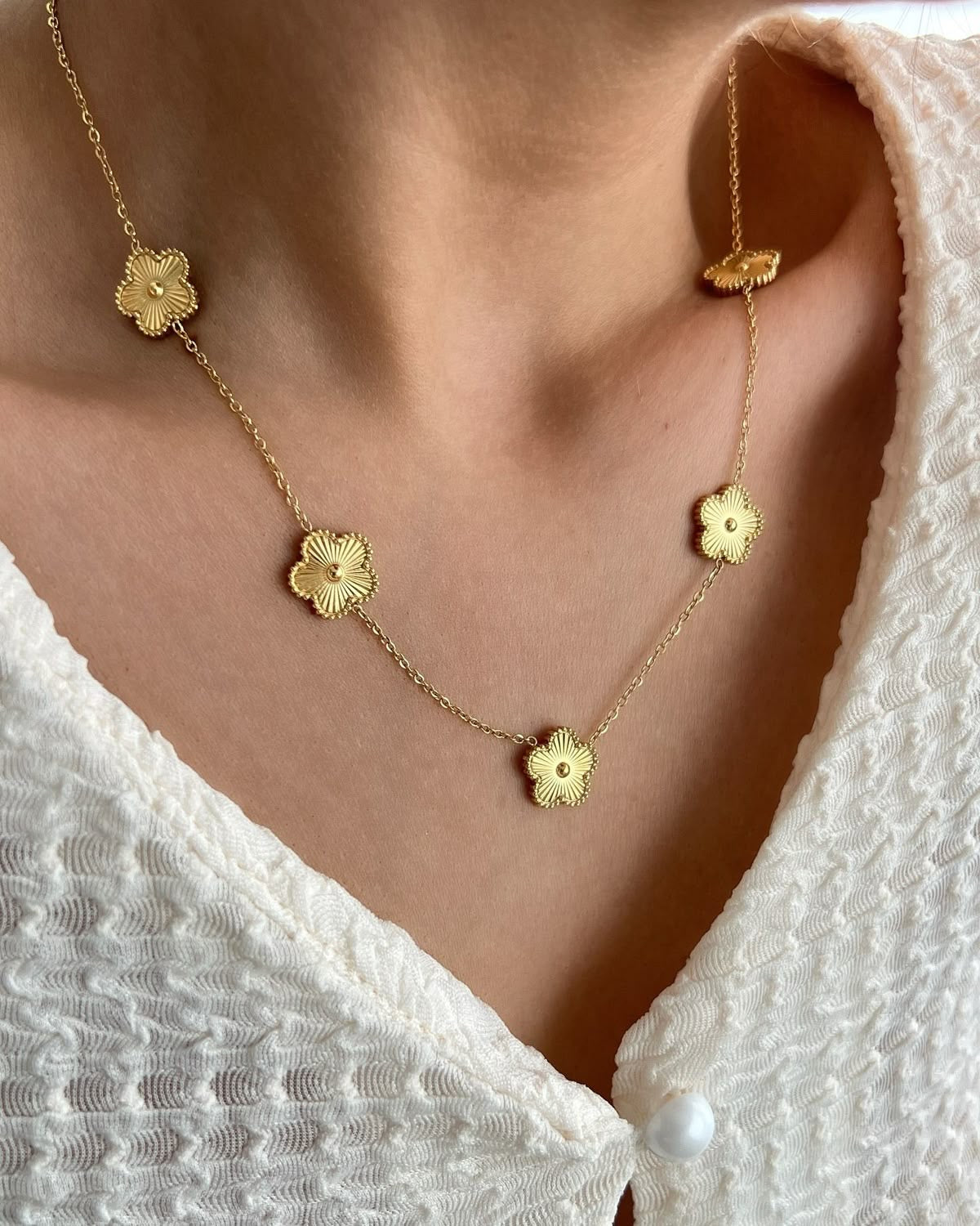 5 Motif's Gold Necklace with bracelet-Adjustable