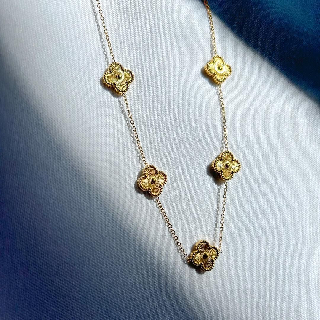 5 Motif's Gold Necklace with bracelet-Adjustable