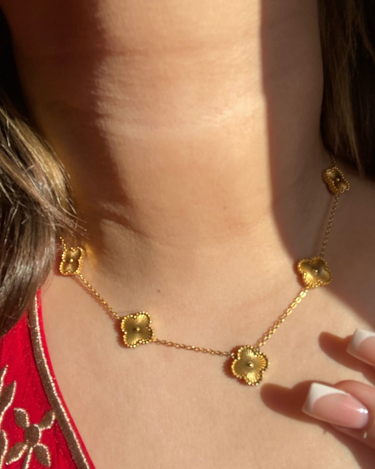5 Motif's Gold Necklace with bracelet-Adjustable