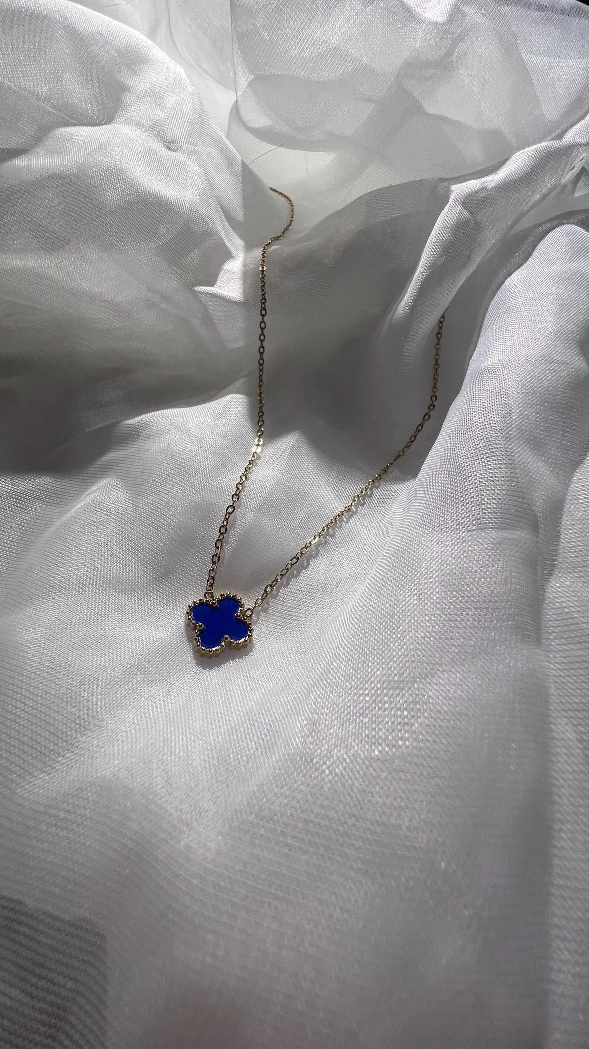 Blue Quatrefoil Necklace