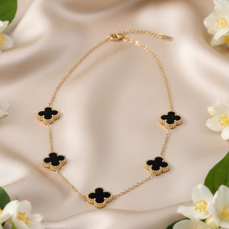 5 Motif's Black Necklace-Adjustable