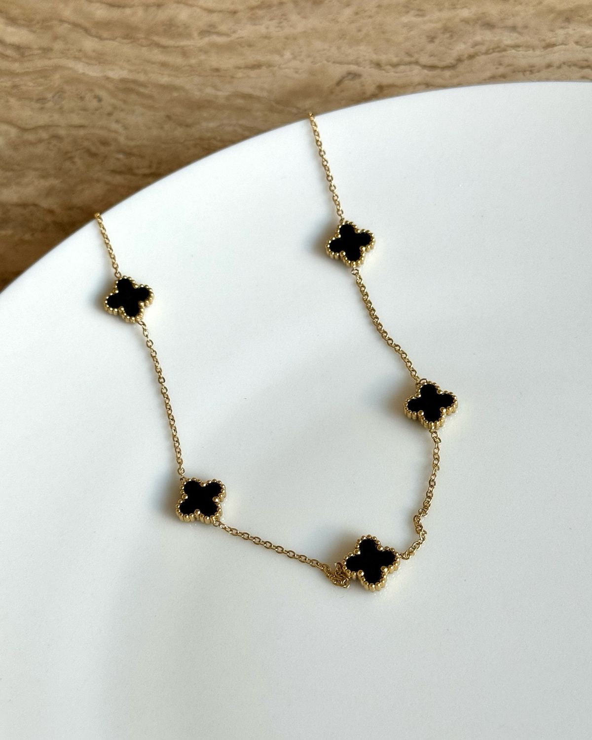 5 Motif's Black Necklace-Adjustable