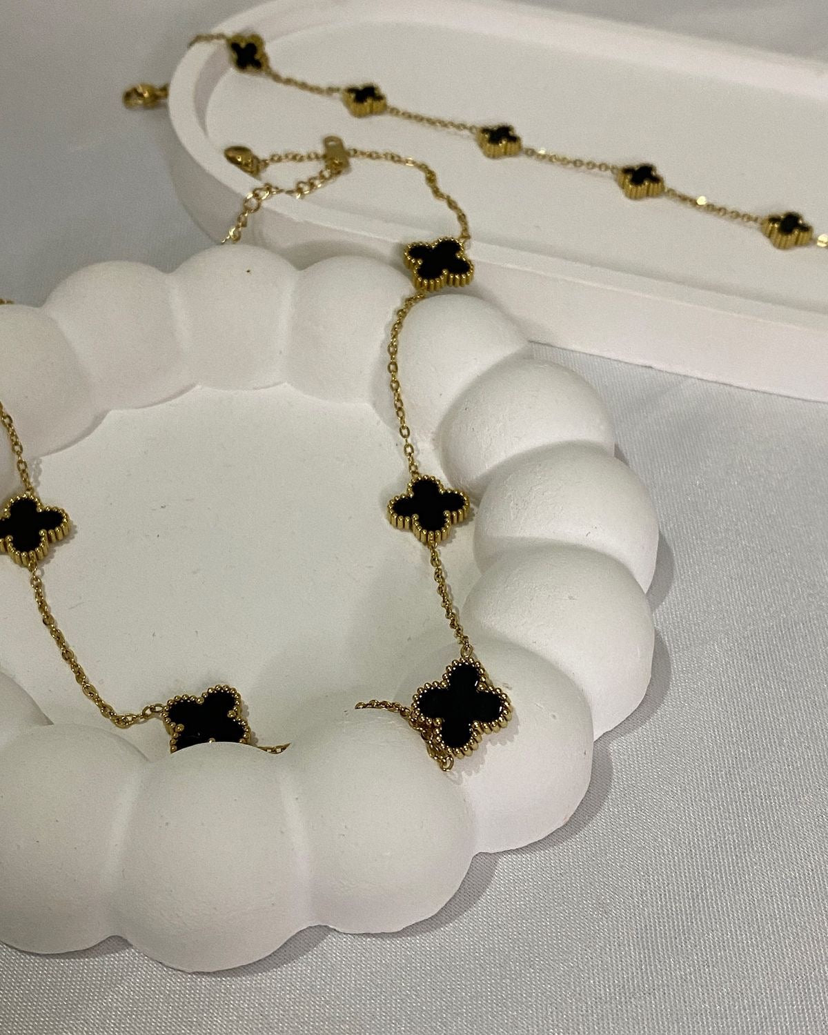 5 Motif's Black Necklace-Adjustable