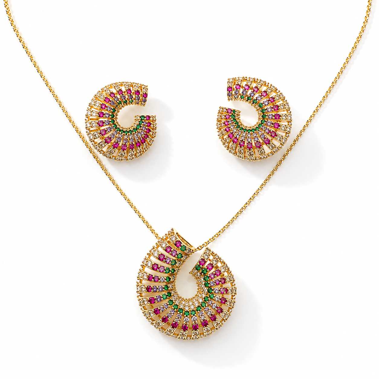 Luxury CZ Necklace Set with Earrings
