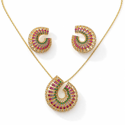 Luxury CZ Necklace Set with Earrings