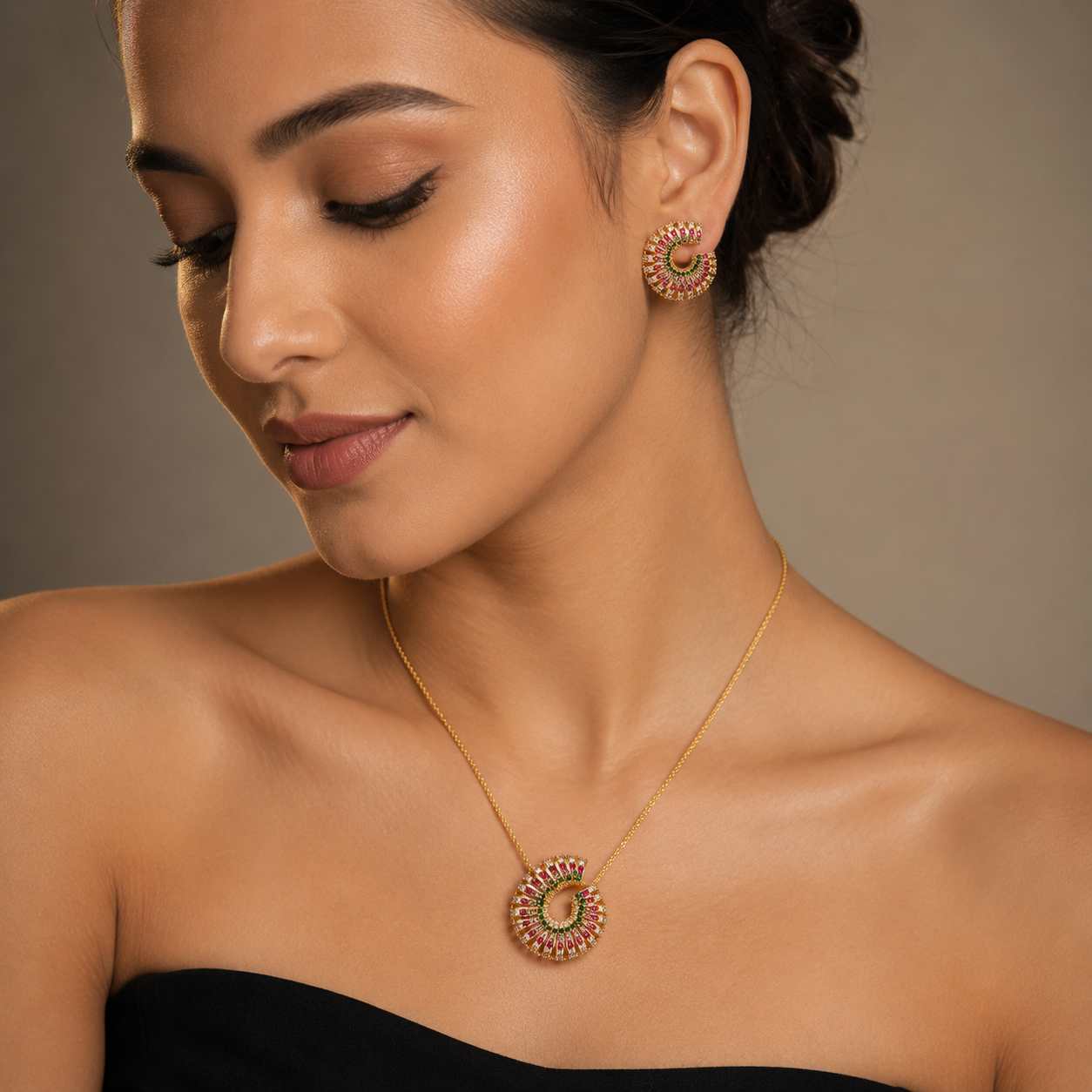 Luxury CZ Necklace Set with Earrings
