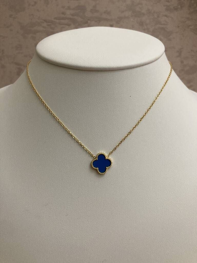 Blue Quatrefoil Necklace