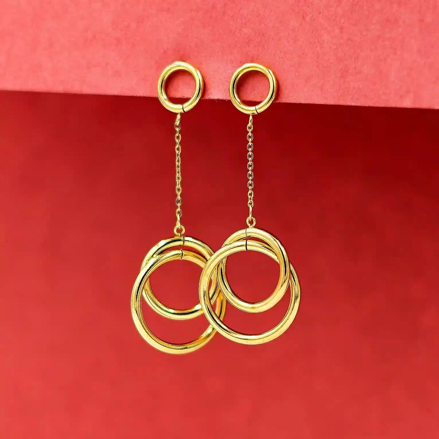 Hoop Gold Dangle Earrings Vellura Jewellery