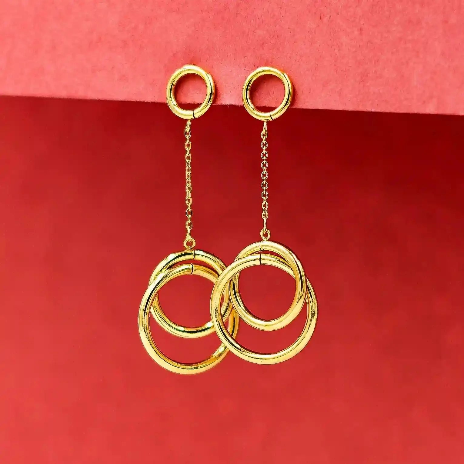 Hoop Gold Dangle Earrings Vellura Jewellery