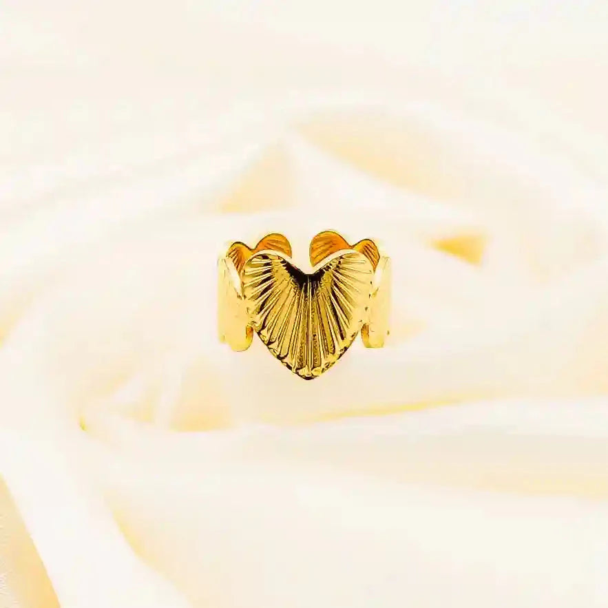 Heart Engraved Gold Plated  Ring - Vellura Jewellery  Rings