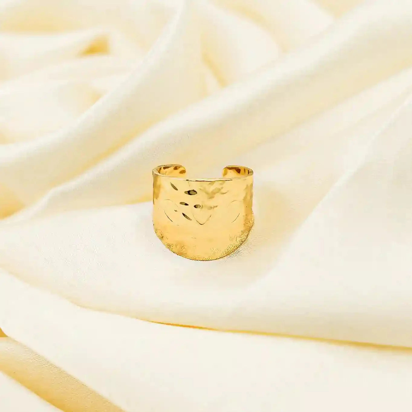 Wide Band Textured Gold Plated Ring - Vellura Jewellery  Rings