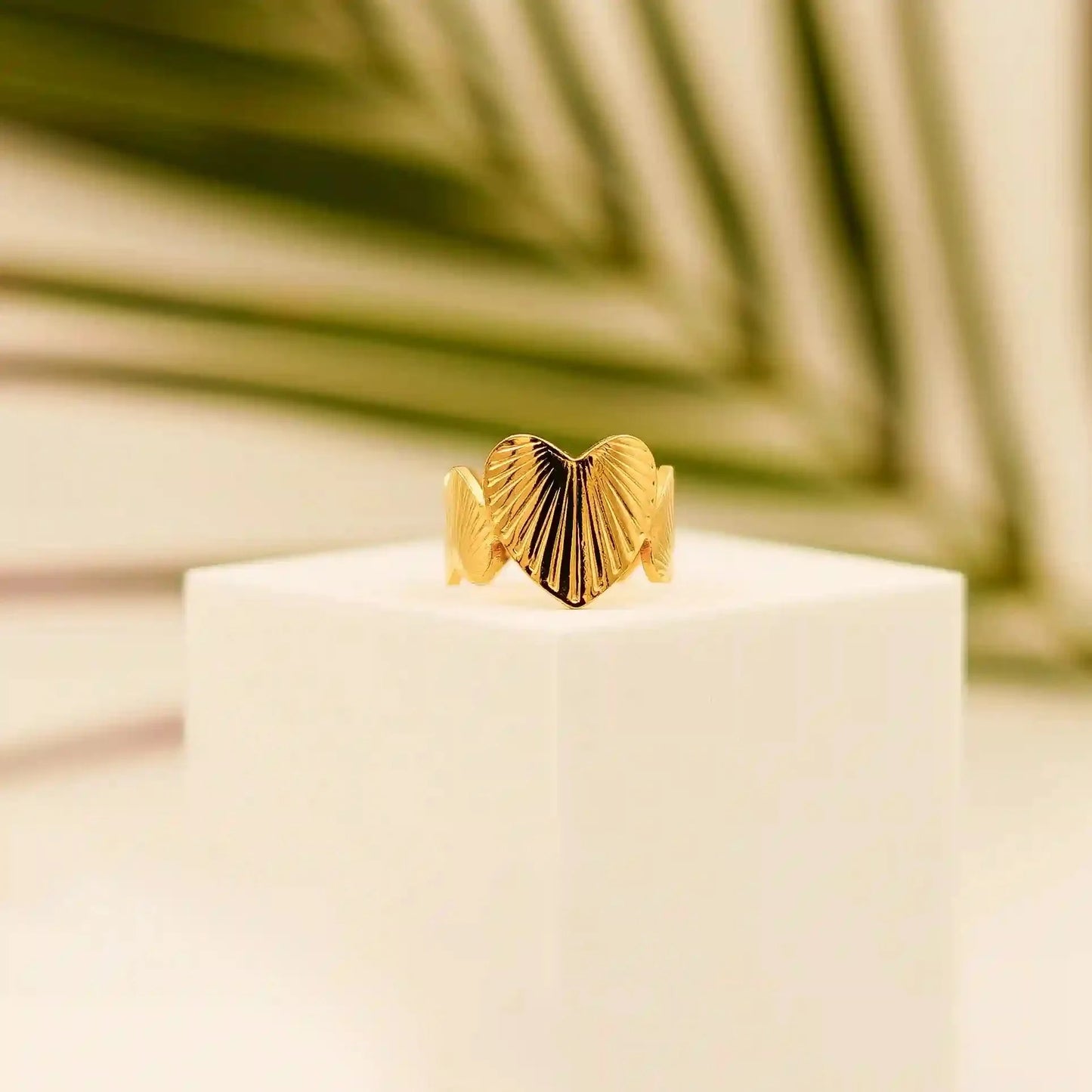 Heart Engraved Gold Plated  Ring - Vellura Jewellery  Rings