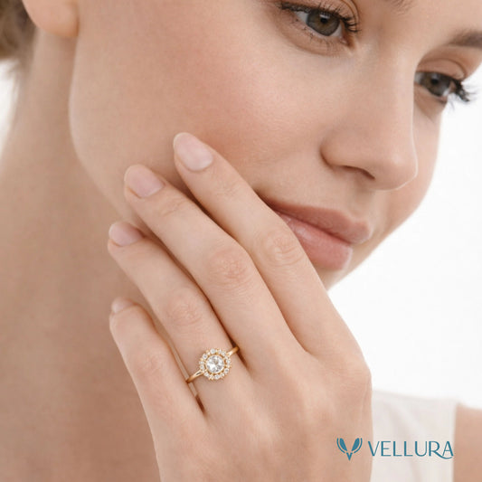 CZ Halo Adjustable Ring