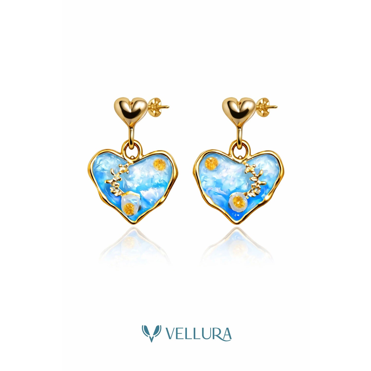 Heart Enamel Drop Earrings