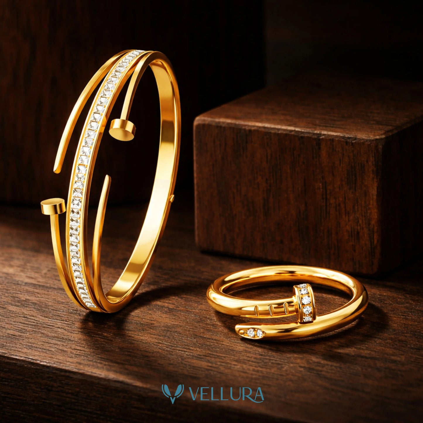 Gold Studded Nail Bracelet Combo