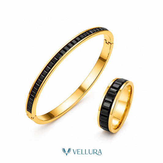 Black Stone Bracelet and Ring Combo