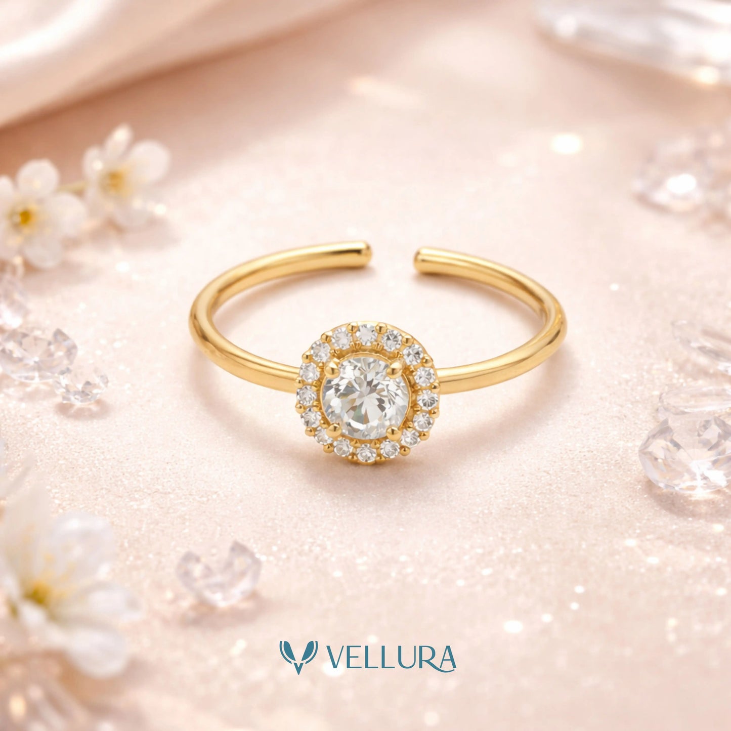 CZ Halo Adjustable Ring