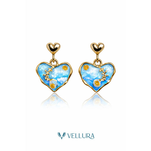 Heart Enamel Drop Earrings