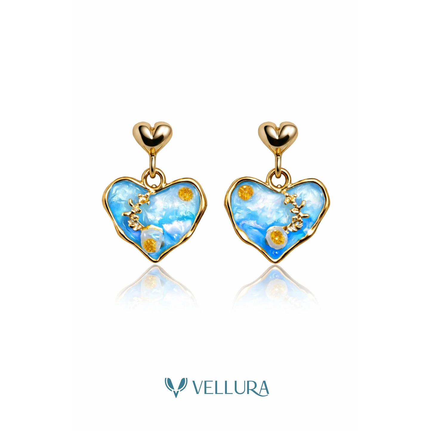 Heart Enamel Drop Earrings